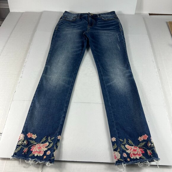 DRIFTWOOD Denim - Driftwood Jeans Women 29x29* Collette Floral Embroidered Blue Faded Denim Tag 27